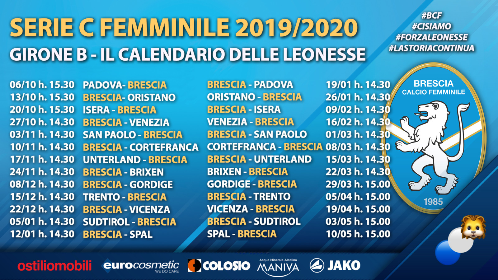 Calendario Serie C 19 20 Brescia Calcio Femminile